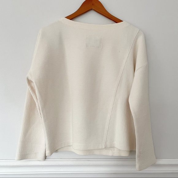 Anthropologie x Maeve • chrissy ribbed dolman-sleeved sweater cream sz M petite - Picture 7 of 10